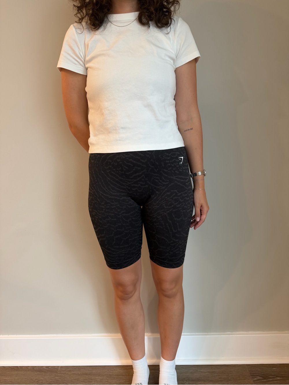 Gymshark Black Subtle Pattern High-Rise Bike Shorts